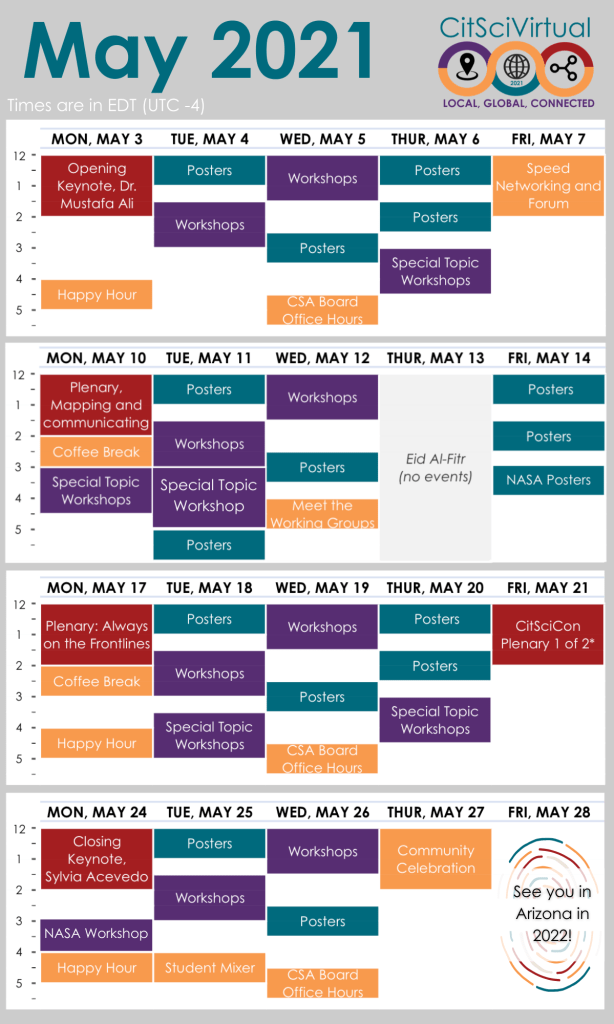 CitSciVirtual calendar of events